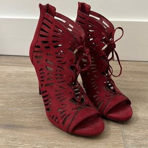 Red Lace Up Heels